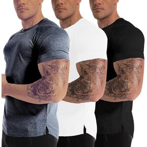 Men's 3pack Dry Fit Workout Gym Short Sleeve T Shirt Moisture Wicking Active Athletic Performance Running Shirts