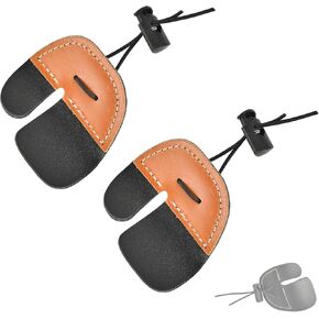 SPG Leather Archery Finger Tab - 2 Pack Archery Finger Guard Split Archery Tabs Double Layer Traditional Shooting Finger Protectors Right Hand for Recurve Bow Shooting Accessories