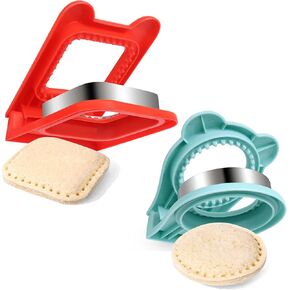 Uncrustables Sandwich Maker,2PCS Sandwich Cutters for Kids Lunch,Crustless Breakfast Sandwich Cutter and Sealer Set Great for Children Boys Girls Lunchbox and Bento Box,Circle Square