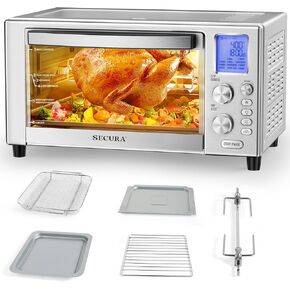 Secura Air Fryer Toaster Smart Oven Combo, 23 Quarts XL Capacity Convection Oven Countertop, Fits 10 inch Pizza, 12 Pre-Set Cooking Functions with Adjustable Temperature