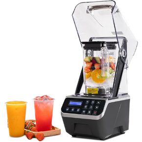 Professional Commercial Blender 2200W 1.58QT 51OZ Quiet Blender Brushless Motors Commercial Smoothies, Frozen Drinks, Self-Cleaning Silver Grey