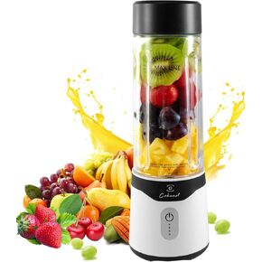 COKUNST 18oz Portable Blender with 6 Blades for Protein & Shakes, USB Rechargeable Juices Mixer, Small Blender with Extra Handle Lid for Travel Sports Outgoing-Black