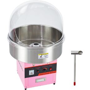 Electric Cotton Candy Machine with Cover - Commercial 980W Floss Maker, Stainless Steel Bowl, Sugar Scoop, Drawer, Ideal for Home, Kids Birthday Without lid (Pink)