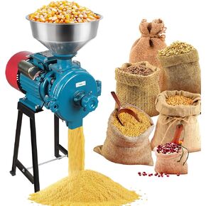 Snowtaros Electric Grain Mill Grinder 3000W 110V, Commercial Corn Grinder with Funnel, Dry Feed Grain Mill Machine, Thickness Adjustable, Powder Grinder for Grain Corn Rice Herbs Pepper (Dry Grinder)
