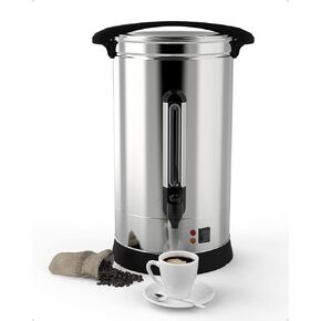 60 Cups Coffee Urn,10L/2.6 Gallon Double Wall Commerical Coffee Maker for Buffet Catering Wedding Gathering,Large Capacity Hot Coffee Dispenser,Stainless Steel Hot Water Urn