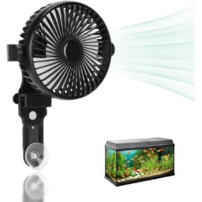VINGVO Aquarium Chiller, Aquarium Fan Quiet Adjustable Wind Direction Fish Aquarium Cooling Fan with Power Source and Suction Cup for Various, Ensuring Cool Environment (13cm)