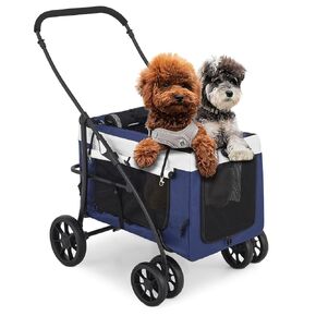 MoNiBloom Dog Cat Stroller for Dogs Cats, 4 Wheels Pet Stroller Jogger w/Detachable Carrier, Travel Strolling Cart, Soft Collapsible Dog Crate