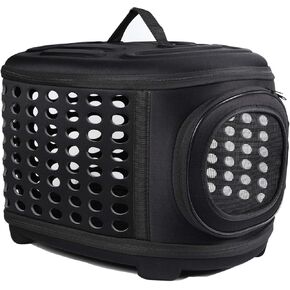 Collapsible Cat Carrier Hard, Travel Pet Carriers Bag for Small Dogs for Car Travel with Ventilation Guinea Pig 2 Small Cats Carrier Cage Dog Crate (Black)