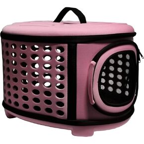 Collapsible Cat Carrier Hard, Travel Pet Carriers Bag for Small Dogs for Car Travel with Ventilation Guinea Pig 2 Small Cats Carrier Cage Dog Crate (Pink)