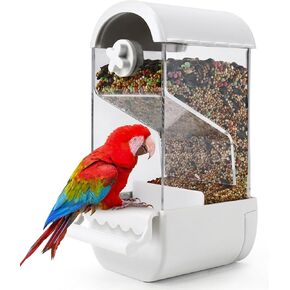 Automatic Bird Feeder for Cage，Automatic Parrot Seed Feeders Food Container with Lid, Bird Cage Accessories for Cockatiel Finch Lovebirds Budgies Canary in Kuwait
