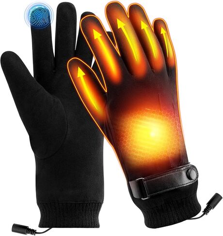 قفازات USB ساخنة للرجال والنساء، قفازات تدفئة شتوية دافئة لتدفئة اليدين بالكامل مع 3 درجات حرارة قابلة للتعديل، قفازات حرارية تعمل باللمس الكهربائية، قفازات كتابة للكمبيوتر المحمول قابلة للغسل (أسود) in Kuwait