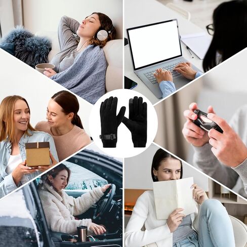 قفازات USB ساخنة للرجال والنساء، قفازات تدفئة شتوية دافئة لتدفئة اليدين بالكامل مع 3 درجات حرارة قابلة للتعديل، قفازات حرارية تعمل باللمس الكهربائية، قفازات كتابة للكمبيوتر المحمول قابلة للغسل (أسود) in Kuwait