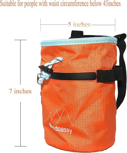 Chalk Bag for Rock Climbing,Climbing Climbers Chalk Bags for Bouldering with 2 Large Zipper Storage Pockets, Gym Chalk Bag for Weightlifting, Rock Climbing Gear in Saudi Arabia