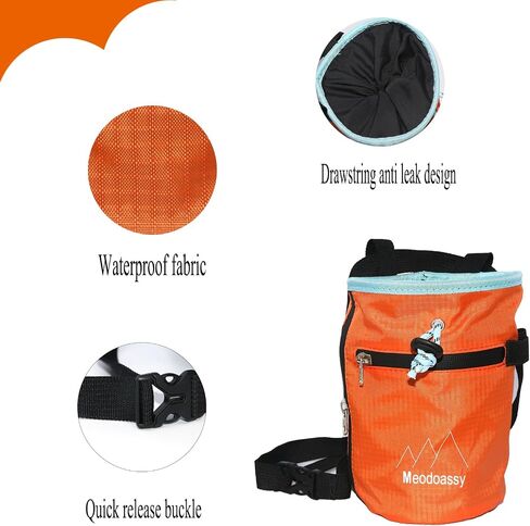 Chalk Bag for Rock Climbing,Climbing Climbers Chalk Bags for Bouldering with 2 Large Zipper Storage Pockets, Gym Chalk Bag for Weightlifting, Rock Climbing Gear in Saudi Arabia