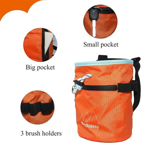 Chalk Bag for Rock Climbing,Climbing Climbers Chalk Bags for Bouldering with 2 Large Zipper Storage Pockets, Gym Chalk Bag for Weightlifting, Rock Climbing Gear in Saudi Arabia