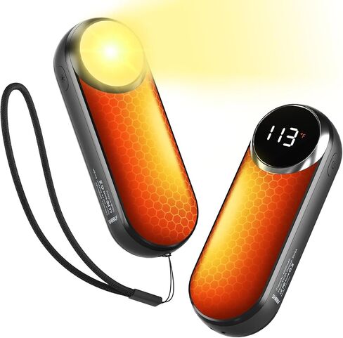 Hand Warmers Rechargeable,12000mAh Electric Hand Warmers with Light, 2 Pack Pocket Hot Hands Reusable Up to 20 Hours, Double Sided Heat Portable Heater for Hunting, Camping Gear, Stocking Stuffers in Saudi Arabia