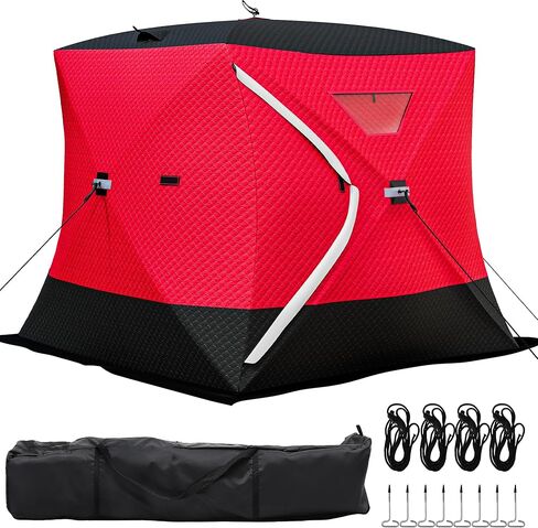 YITAHOME Ice Fishing Shelter, 3-Layer Insulated Ice Fishing Tent with 300D Oxford Fabric，Pop-up Portable Ice Shelter with 2 Doors and Carrying Bag in Saudi Arabia