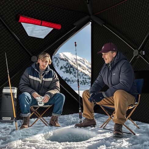 YITAHOME Ice Fishing Shelter, 3-Layer Insulated Ice Fishing Tent with 300D Oxford Fabric，Pop-up Portable Ice Shelter with 2 Doors and Carrying Bag in Saudi Arabia