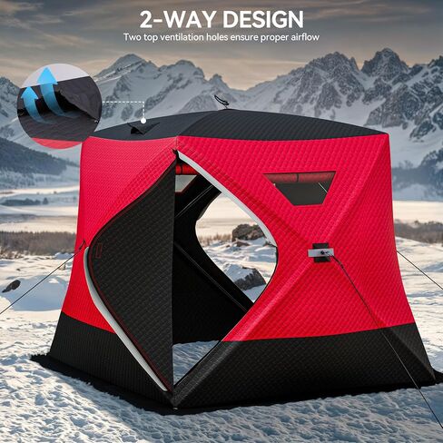 YITAHOME Ice Fishing Shelter, 3-Layer Insulated Ice Fishing Tent with 300D Oxford Fabric，Pop-up Portable Ice Shelter with 2 Doors and Carrying Bag in Saudi Arabia