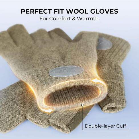 KastKing Bully Wooly 3-Cut Fingerless Wool Fishing Gloves, Cold Weather Warm Winter Gloves for Men & Women, Ice Fishing in Kuwait