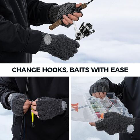 KastKing Bully Wooly Fingerless Wool Fishing Gloves, Cold Weather Warm Glove for Ice Fishing, Winter Gloves for Women & Men in Saudi Arabia