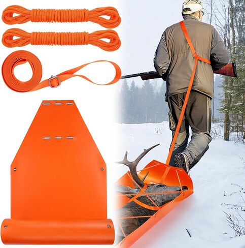 Thickened Deer Drag Sled for Hunting - Tear-Resistant Heavy Duty Game Glide Carry Cart & 13ft Harness Dragging Strap & 16.4ft Long Rope, Multi-Purpose Ice Fishing Wood Pulling Hauler Gear Accessories in Kuwait
