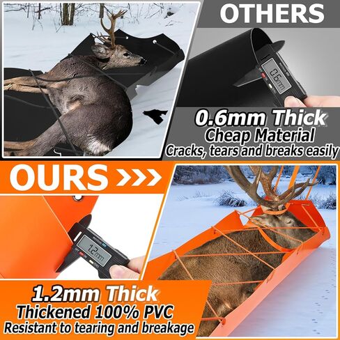 Thickened Deer Drag Sled for Hunting - Tear-Resistant Heavy Duty Game Glide Carry Cart & 13ft Harness Dragging Strap & 16.4ft Long Rope, Multi-Purpose Ice Fishing Wood Pulling Hauler Gear Accessories in Kuwait