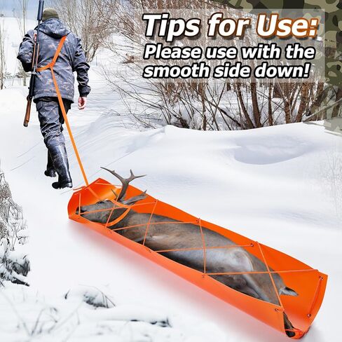 Thickened Deer Drag Sled for Hunting - Tear-Resistant Heavy Duty Game Glide Carry Cart & 13ft Harness Dragging Strap & 16.4ft Long Rope, Multi-Purpose Ice Fishing Wood Pulling Hauler Gear Accessories in Kuwait