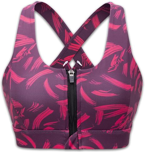 Cordaw Zipper in Front Sports Bra High Impact Strappy Back Support Workout Top in Kuwait
