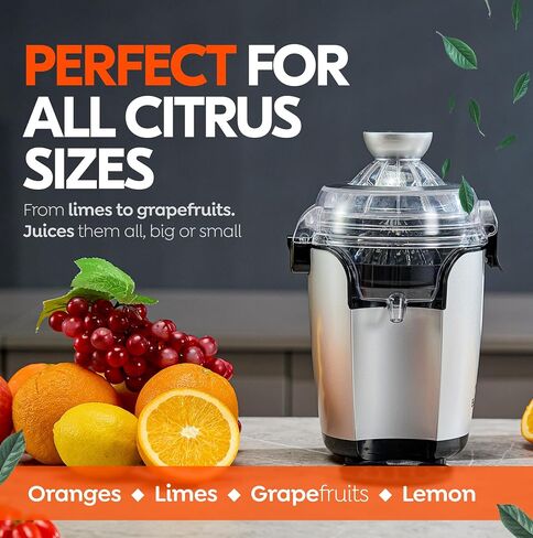Eurolux Hands-Free Electric Citrus Juicer Machine, Orange Lime Grapefruit Lemon Squeezer, Easy to Clean. in Kuwait