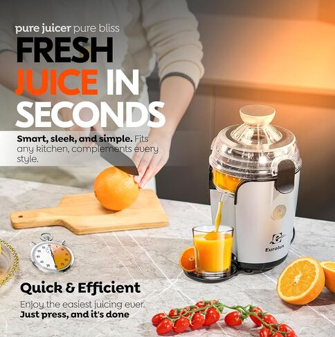 Eurolux Hands-Free Electric Citrus Juicer Machine, Orange Lime Grapefruit Lemon Squeezer, Easy to Clean. in Kuwait
