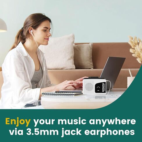 مشغل كاسيت Reshow Walkman، مسجل شريط كاسيت محمول، كاسيت صوتي إلى محول رقمي مع مقبس سماعة الأذن، ميكروفون مدمج، مكبر صوت عالٍ، تسجيل عكسي إلى شريط أسود in Saudi Arabia
