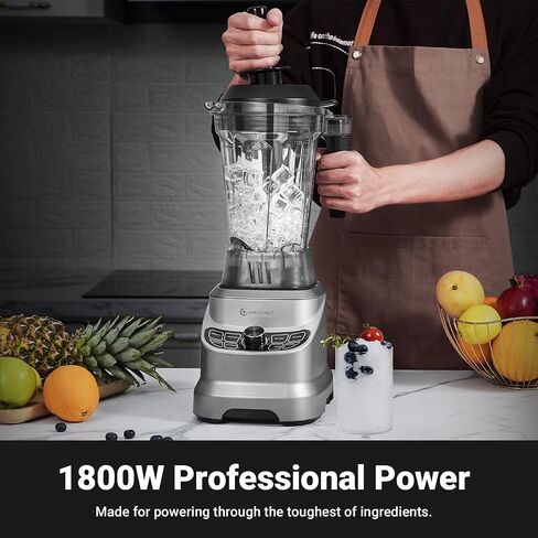 Amzchef 5-IN-1 Professional Blender for Kitchen, 1800 Peak Watts, 5 Functions for Shakes and Smoothies, Puree, Crush Ice & Hearty Soups with 8 Speeds & Pulse, 63 oz. Pitcher in Kuwait