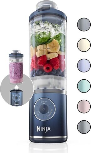 Ninja Blast Max Portable Blender, Twist & Go, 22oz, Navy, BC251NV | Twist & Go removable 22-oz vessel. Auto-iQ Crush & Smoothie programs, cordless. Dishwasher safe, leakproof lid. in Kuwait