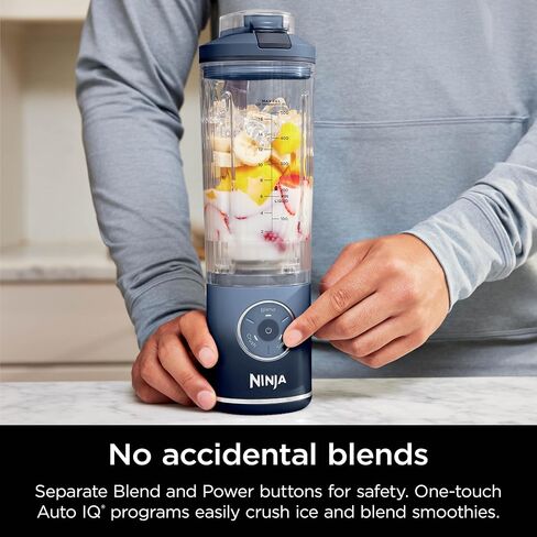 Ninja Blast Max Portable Blender, Twist & Go, 22oz, Navy, BC251NV | Twist & Go removable 22-oz vessel. Auto-iQ Crush & Smoothie programs, cordless. Dishwasher safe, leakproof lid. in Kuwait