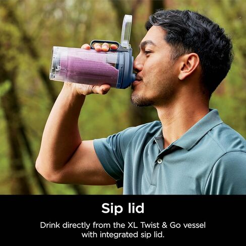 Ninja Blast Max Portable Blender, Twist & Go, 22oz, Navy, BC251NV | Twist & Go removable 22-oz vessel. Auto-iQ Crush & Smoothie programs, cordless. Dishwasher safe, leakproof lid. in Kuwait