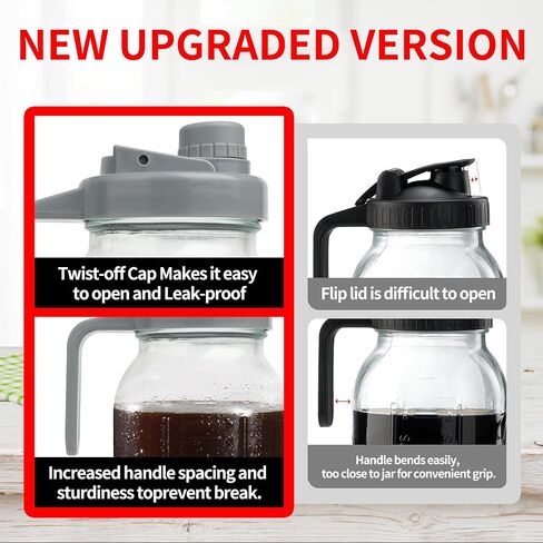 Cold Brew Coffee Maker, 64oz Glass Mason Jar Pitcher Iced Tea Maker Wide Mouth Spout Lid Airtight with Handle Stainless Steel Filter for Iced Coffee, Ice Lemonade, Fruit Drinks, with Spoon/Brush in Saudi Arabia
