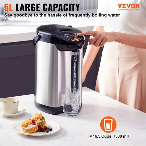 VEVOR Hot Water Dispenser 5.3 Qt/169 oz, Water Boiler and Warmer, 4 Warmer Temperatures, 3-Way to Dispense for Tea, Coffee and Baby Formula in Saudi Arabia