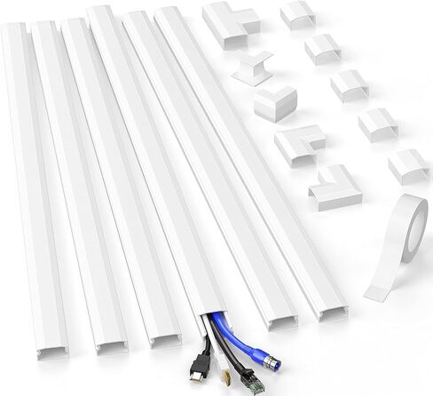 Delamu TV Cord Hider, Cord Covers for 3-4 Wires on Wall, Large Cable Hider Cable Management, Easy Set up Wire Hiders Wire Covers for Cords on Wall, TV Cables Cover Raceway, 6X W1.18 H0.67in, White in Saudi Arabia