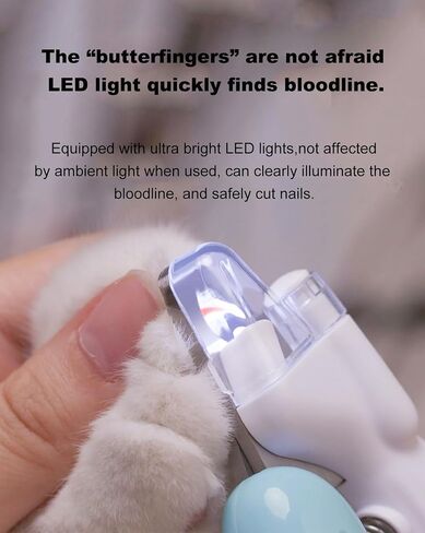 Cat Dog Pet Nail Clippers with Light, Llluminates Cat Dog Nails Or Bloodline, Safety Pet Nail Clipper for Dogs, Cats, Rabbits, Sharp, No Nail Splitting(Blue) in Saudi Arabia