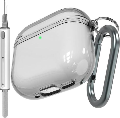 حافظة شفافة متوافقة مع AirPods 4 مع خاصية إلغاء الضوضاء النشطة، حافظة شفافة مضادة للاصفرار مع سلسلة مفاتيح ومجموعة منظف in Kuwait