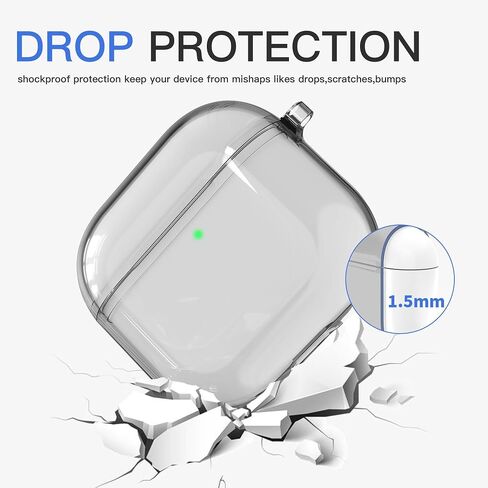حافظة شفافة متوافقة مع AirPods 4 مع خاصية إلغاء الضوضاء النشطة، حافظة شفافة مضادة للاصفرار مع سلسلة مفاتيح ومجموعة منظف in Kuwait