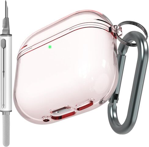 حافظة شفافة متوافقة مع AirPods 4 مع خاصية إلغاء الضوضاء النشطة، حافظة شفافة مضادة للاصفرار مع سلسلة مفاتيح ومجموعة منظف in Kuwait