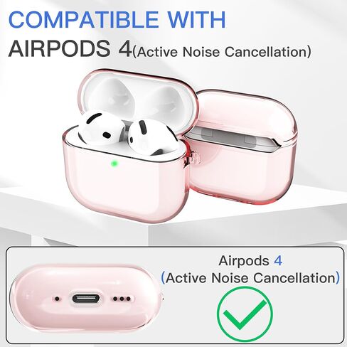 حافظة شفافة متوافقة مع AirPods 4 مع خاصية إلغاء الضوضاء النشطة، حافظة شفافة مضادة للاصفرار مع سلسلة مفاتيح ومجموعة منظف in Kuwait