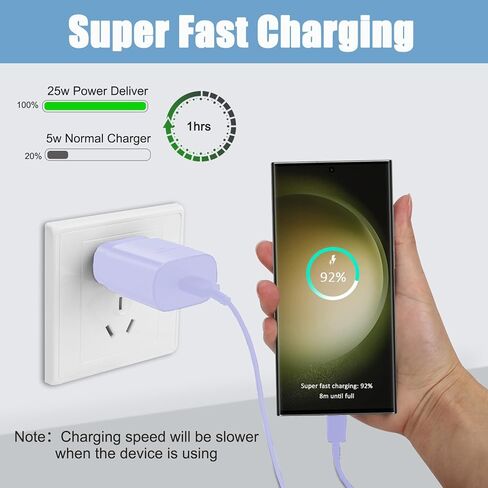 S23 S22 Ultra Super Fast Charger Type C,10FT Type C Charger Cable Fast Charging with 25W USB C Fast Wall Charger Block for Samsung Galaxy S23 Ultra/S23/S23+/S22/S22Ultra/S22+/S21/S20 /Note 10 20 Ultra in Kuwait