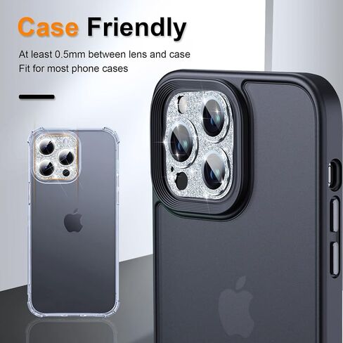 واقي عدسة الكاميرا لهاتف iPhone 16 Plus/iPhone 16، واقي عدسة الكاميرا من الزجاج المقوى، غطاء حلقة عدسة من سبائك الألومنيوم مناسب لهاتف iPhone 16/16 Plus (ملون ماسي) in Kuwait