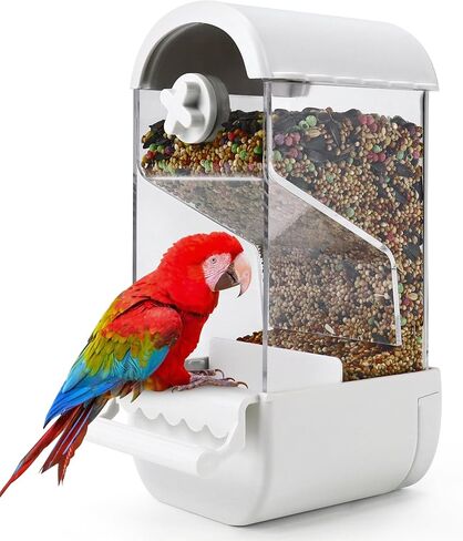 Automatic Bird Feeder for Cage，Automatic Parrot Seed Feeders Food Container with Lid, Bird Cage Accessories for Cockatiel Finch Lovebirds Budgies Canary in Kuwait