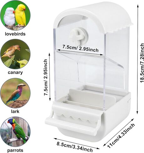 Automatic Bird Feeder for Cage，Automatic Parrot Seed Feeders Food Container with Lid, Bird Cage Accessories for Cockatiel Finch Lovebirds Budgies Canary in Kuwait