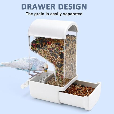 Automatic Bird Feeder for Cage，Automatic Parrot Seed Feeders Food Container with Lid, Bird Cage Accessories for Cockatiel Finch Lovebirds Budgies Canary in Kuwait