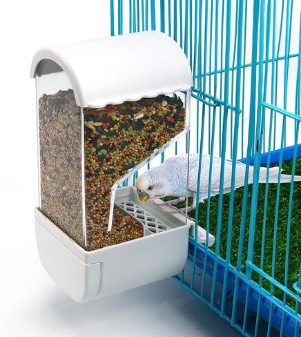 Automatic Bird Feeder for Cage，Automatic Parrot Seed Feeders Food Container with Lid, Bird Cage Accessories for Cockatiel Finch Lovebirds Budgies Canary in Kuwait